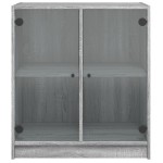 vidaXL Dulap lateral cu uși din sticlă, gri sonoma, 68x37x75,5 cm vidaXL Dulap lateral cu uși din sticlă, gri sonoma, 68x37x75,5 cm