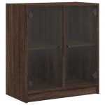 vidaXL Dulap lateral cu uși din sticlă, stejar maro, 68x37x75,5 cm vidaXL Dulap lateral cu uși din sticlă, stejar maro, 68x37x75,5 cm