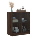 vidaXL Dulap lateral cu uși din sticlă, stejar maro, 68x37x75,5 cm vidaXL Dulap lateral cu uși din sticlă, stejar maro, 68x37x75,5 cm