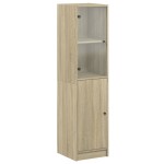 vidaXL Dulap cu ușă din sticlă, stejar sonoma, 35x37x142 cm vidaXL Dulap cu ușă din sticlă, stejar sonoma, 35x37x142 cm