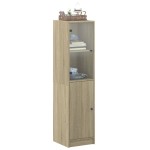 vidaXL Dulap cu ușă din sticlă, stejar sonoma, 35x37x142 cm vidaXL Dulap cu ușă din sticlă, stejar sonoma, 35x37x142 cm