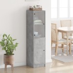 vidaXL Dulap cu ușă din sticlă, gri beton, 35x37x142 cm vidaXL Dulap cu ușă din sticlă, gri beton, 35x37x142 cm