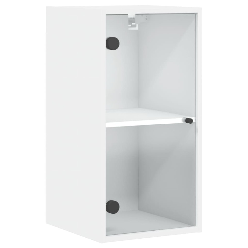 vidaXL Dulap de perete cu uși din sticlă, alb, 35x37x68,5 cm