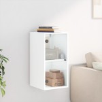 vidaXL Dulap de perete cu uși din sticlă, alb, 35x37x68,5 cm vidaXL Dulap de perete cu uși din sticlă, alb, 35x37x68,5 cm