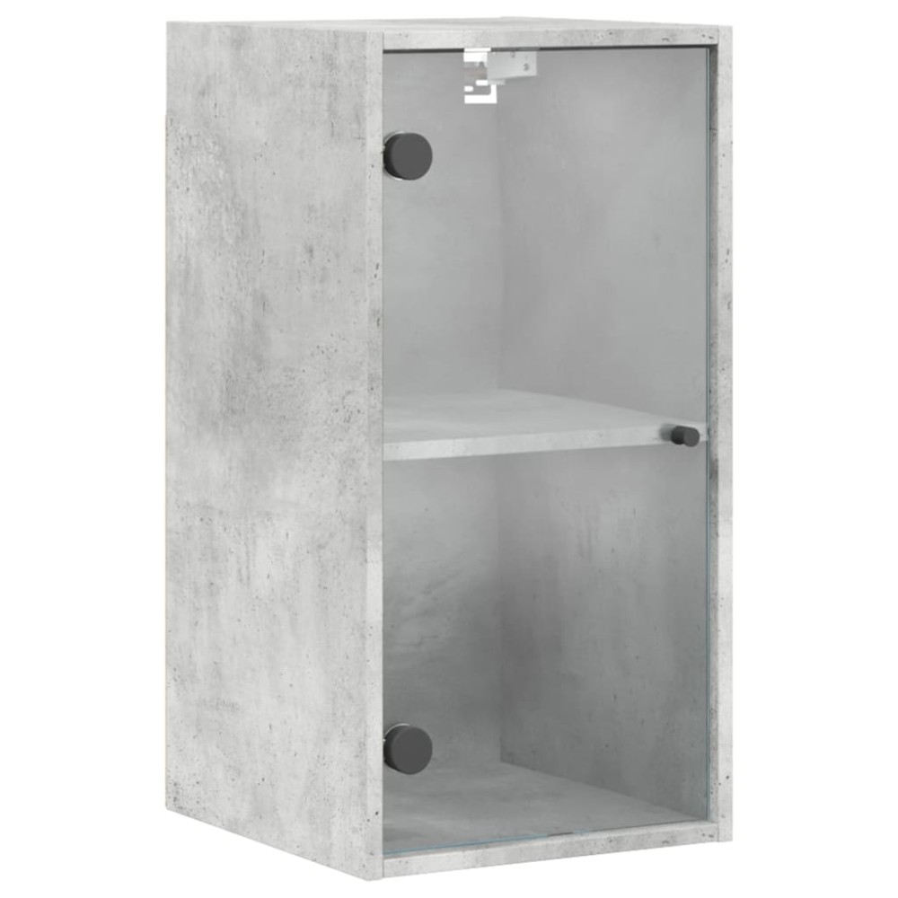 vidaXL Dulap de perete cu uși din sticlă, gri beton, 35x37x68,5 cm