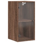 vidaXL Dulap de perete cu uși din sticlă, stejar maro, 35x37x68,5 cm vidaXL Dulap de perete cu uși din sticlă, stejar maro, 35x37x68,5 cm