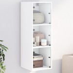 vidaXL Dulap de perete cu uși din sticlă, alb, 35x37x100 cm vidaXL Dulap de perete cu uși din sticlă, alb, 35x37x100 cm