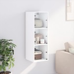 vidaXL Dulap de perete cu uși din sticlă, alb, 35x37x100 cm vidaXL Dulap de perete cu uși din sticlă, alb, 35x37x100 cm