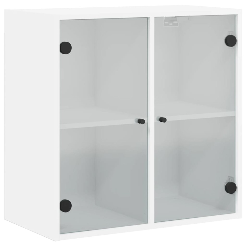 vidaXL Dulap de perete cu uși din sticlă, alb, 68x37x68,5 cm