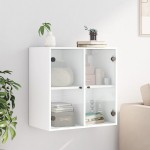 vidaXL Dulap de perete cu uși din sticlă, alb, 68x37x68,5 cm