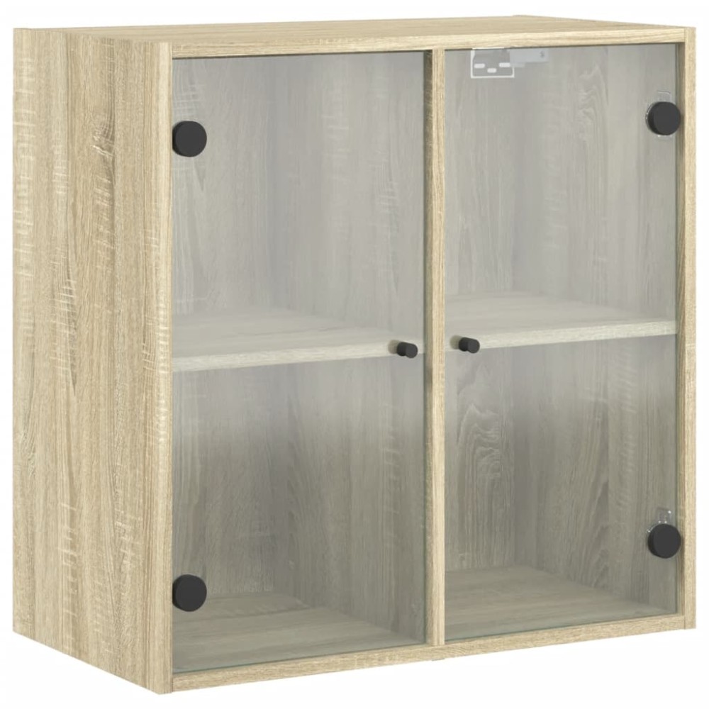 vidaXL Dulap de perete cu uși din sticlă, stejar sonoma, 68x37x68,5 cm