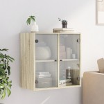vidaXL Dulap de perete cu uși din sticlă, stejar sonoma, 68x37x68,5 cm