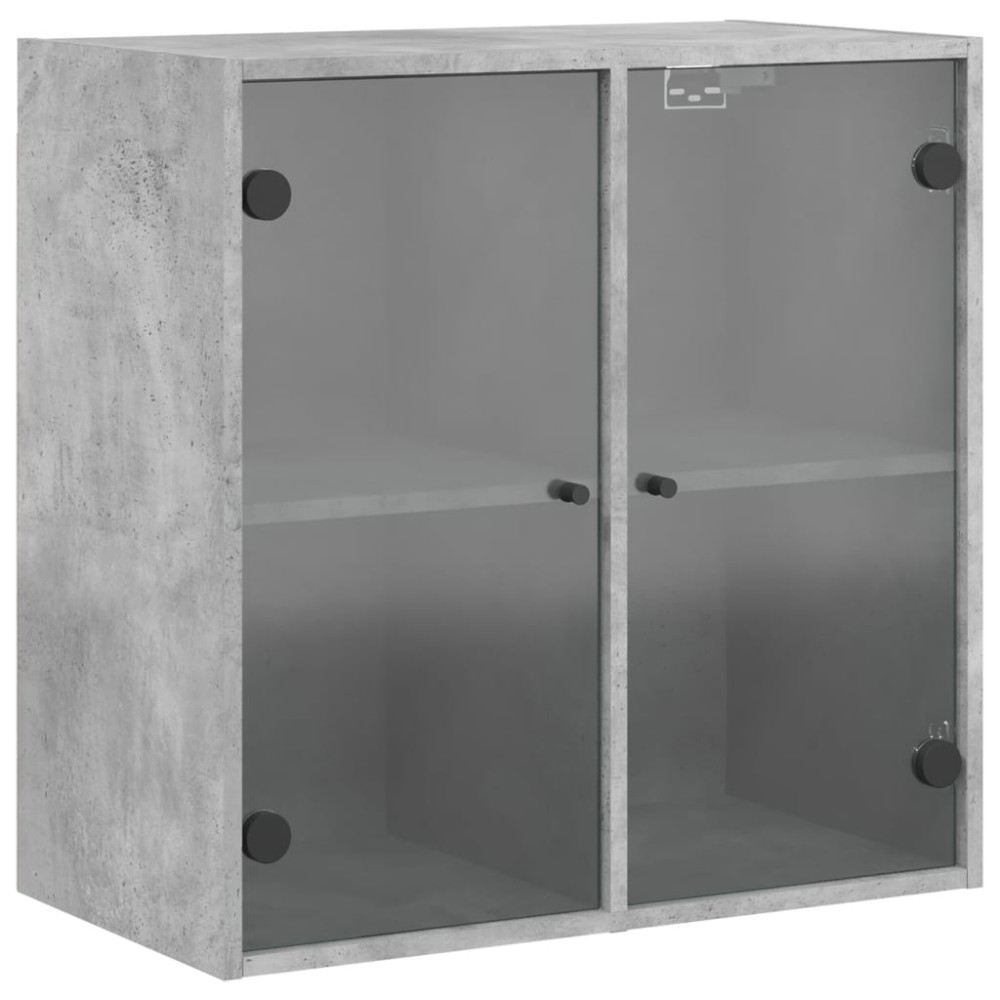 vidaXL Dulap de perete cu uși din sticlă, gri beton, 68x37x68,5 cm