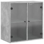 vidaXL Dulap de perete cu uși din sticlă, gri beton, 68x37x68,5 cm vidaXL Dulap de perete cu uși din sticlă, gri beton, 68x37x68,5 cm