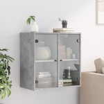 vidaXL Dulap de perete cu uși din sticlă, gri beton, 68x37x68,5 cm vidaXL Dulap de perete cu uși din sticlă, gri beton, 68x37x68,5 cm