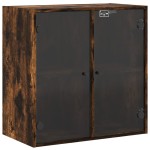 vidaXL Dulap de perete cu uși din sticlă, stejar fumuriu,68x37x68,5 cm vidaXL Dulap de perete cu uși din sticlă, stejar fumuriu,68x37x68,5 cm