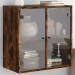 vidaXL Dulap de perete cu uși din sticlă, stejar fumuriu,68x37x68,5 cm vidaXL Dulap de perete cu uși din sticlă, stejar fumuriu,68x37x68,5 cm