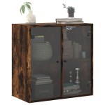 vidaXL Dulap de perete cu uși din sticlă, stejar fumuriu,68x37x68,5 cm vidaXL Dulap de perete cu uși din sticlă, stejar fumuriu,68x37x68,5 cm