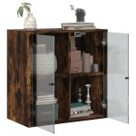 vidaXL Dulap de perete cu uși din sticlă, stejar fumuriu,68x37x68,5 cm vidaXL Dulap de perete cu uși din sticlă, stejar fumuriu,68x37x68,5 cm