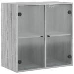 vidaXL Dulap de perete cu uși din sticlă, gri sonoma, 68x37x68,5 cm vidaXL Dulap de perete cu uși din sticlă, gri sonoma, 68x37x68,5 cm