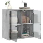 vidaXL Dulap de perete cu uși din sticlă, gri sonoma, 68x37x68,5 cm vidaXL Dulap de perete cu uși din sticlă, gri sonoma, 68x37x68,5 cm