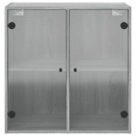 vidaXL Dulap de perete cu uși din sticlă, gri sonoma, 68x37x68,5 cm vidaXL Dulap de perete cu uși din sticlă, gri sonoma, 68x37x68,5 cm