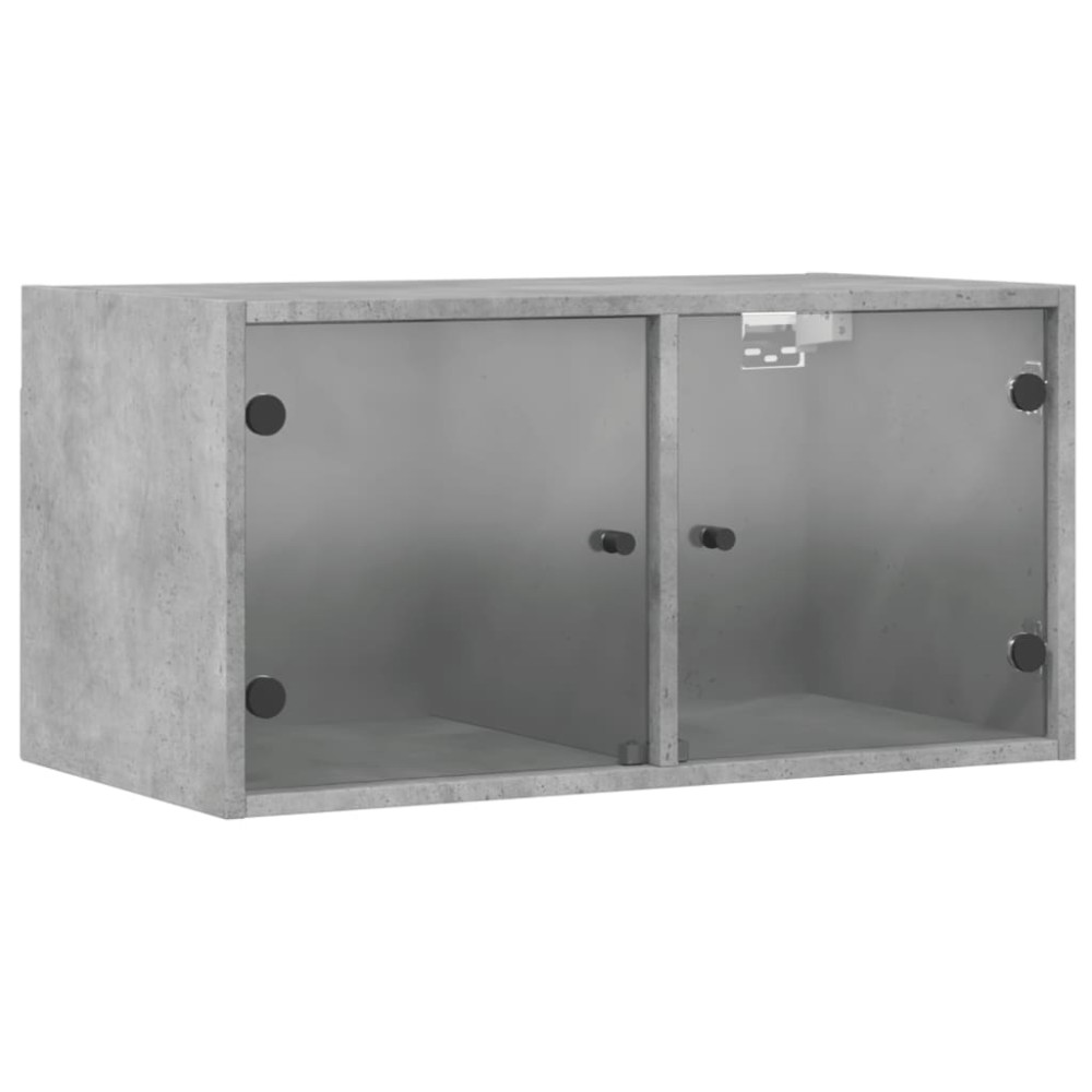 vidaXL Dulap de perete cu uși din sticlă, gri beton, 68,5x37x35 cm