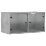 vidaXL Dulap de perete cu uși din sticlă, gri beton, 68,5x37x35 cm
