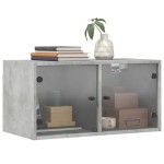 vidaXL Dulap de perete cu uși din sticlă, gri beton, 68,5x37x35 cm