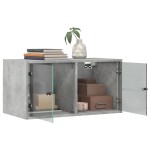 vidaXL Dulap de perete cu uși din sticlă, gri beton, 68,5x37x35 cm