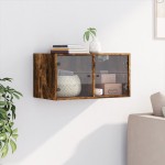vidaXL Dulap de perete cu uși din sticlă, stejar fumuriu,68,5x37x35 cm