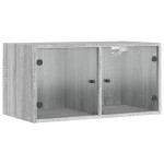 vidaXL Dulap de perete cu uși din sticlă, gri sonoma, 68,5x37x35 cm vidaXL Dulap de perete cu uși din sticlă, gri sonoma, 68,5x37x35 cm
