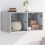 vidaXL Dulap de perete cu uși din sticlă, gri sonoma, 68,5x37x35 cm vidaXL Dulap de perete cu uși din sticlă, gri sonoma, 68,5x37x35 cm