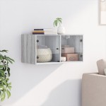 vidaXL Dulap de perete cu uși din sticlă, gri sonoma, 68,5x37x35 cm vidaXL Dulap de perete cu uși din sticlă, gri sonoma, 68,5x37x35 cm