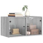 vidaXL Dulap de perete cu uși din sticlă, gri sonoma, 68,5x37x35 cm vidaXL Dulap de perete cu uși din sticlă, gri sonoma, 68,5x37x35 cm