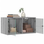 vidaXL Dulap de perete cu uși din sticlă, gri sonoma, 68,5x37x35 cm vidaXL Dulap de perete cu uși din sticlă, gri sonoma, 68,5x37x35 cm