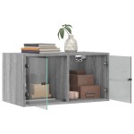 vidaXL Dulapuri de perete cu uși sticlă 2 buc. gri sonoma 68,5x37x35cm