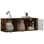 vidaXL Dulap de perete cu uși din sticlă, stejar fumuriu,102x37x35 cm