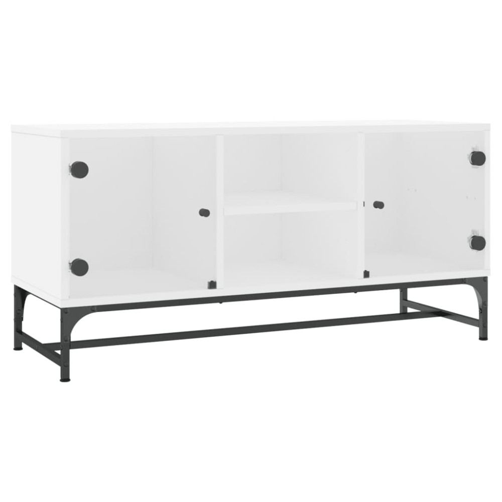 vidaXL Comodă TV cu uși din sticlă, alb, 102x37x50 cm