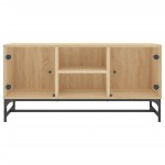 vidaXL Comodă TV cu uși din sticlă, stejar sonoma, 102x37x50 cm
