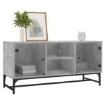 vidaXL Comodă TV cu uși din sticlă, gri beton, 102x37x50 cm vidaXL Comodă TV cu uși din sticlă, gri beton, 102x37x50 cm