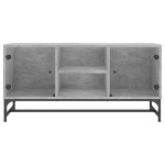vidaXL Comodă TV cu uși din sticlă, gri beton, 102x37x50 cm vidaXL Comodă TV cu uși din sticlă, gri beton, 102x37x50 cm