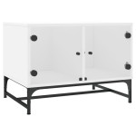 vidaXL Măsuță de cafea cu uși din sticlă, alb, 68,5x50x50 cm vidaXL Măsuță de cafea cu uși din sticlă, alb, 68,5x50x50 cm