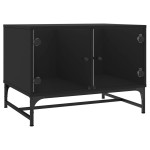 vidaXL Măsuță de cafea cu uși din sticlă, negru, 68,5x50x50 cm vidaXL Măsuță de cafea cu uși din sticlă, negru, 68,5x50x50 cm