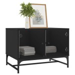 vidaXL Măsuță de cafea cu uși din sticlă, negru, 68,5x50x50 cm vidaXL Măsuță de cafea cu uși din sticlă, negru, 68,5x50x50 cm