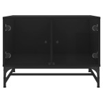 vidaXL Măsuță de cafea cu uși din sticlă, negru, 68,5x50x50 cm vidaXL Măsuță de cafea cu uși din sticlă, negru, 68,5x50x50 cm