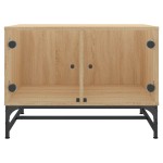 vidaXL Măsuță de cafea cu uși din sticlă, stejar fumuriu, 68,5x50x50cm vidaXL Măsuță de cafea cu uși din sticlă, stejar fumuriu, 68,5x50x50cm