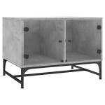 vidaXL Măsuță de cafea cu uși din sticlă, gri beton, 68,5x50x50 cm vidaXL Măsuță de cafea cu uși din sticlă, gri beton, 68,5x50x50 cm