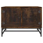 vidaXL Măsuță de cafea cu uși din sticlă, stejar fumuriu, 68,5x50x50cm vidaXL Măsuță de cafea cu uși din sticlă, stejar fumuriu, 68,5x50x50cm