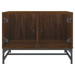 vidaXL Măsuță de cafea cu uși din sticlă, stejar maro, 68,5x50x50 cm vidaXL Măsuță de cafea cu uși din sticlă, stejar maro, 68,5x50x50 cm